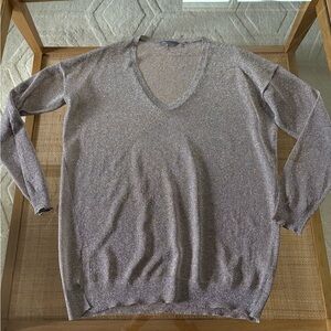 Vince Elegant Sheer V-Neck Shimmer Gray Sweater size L